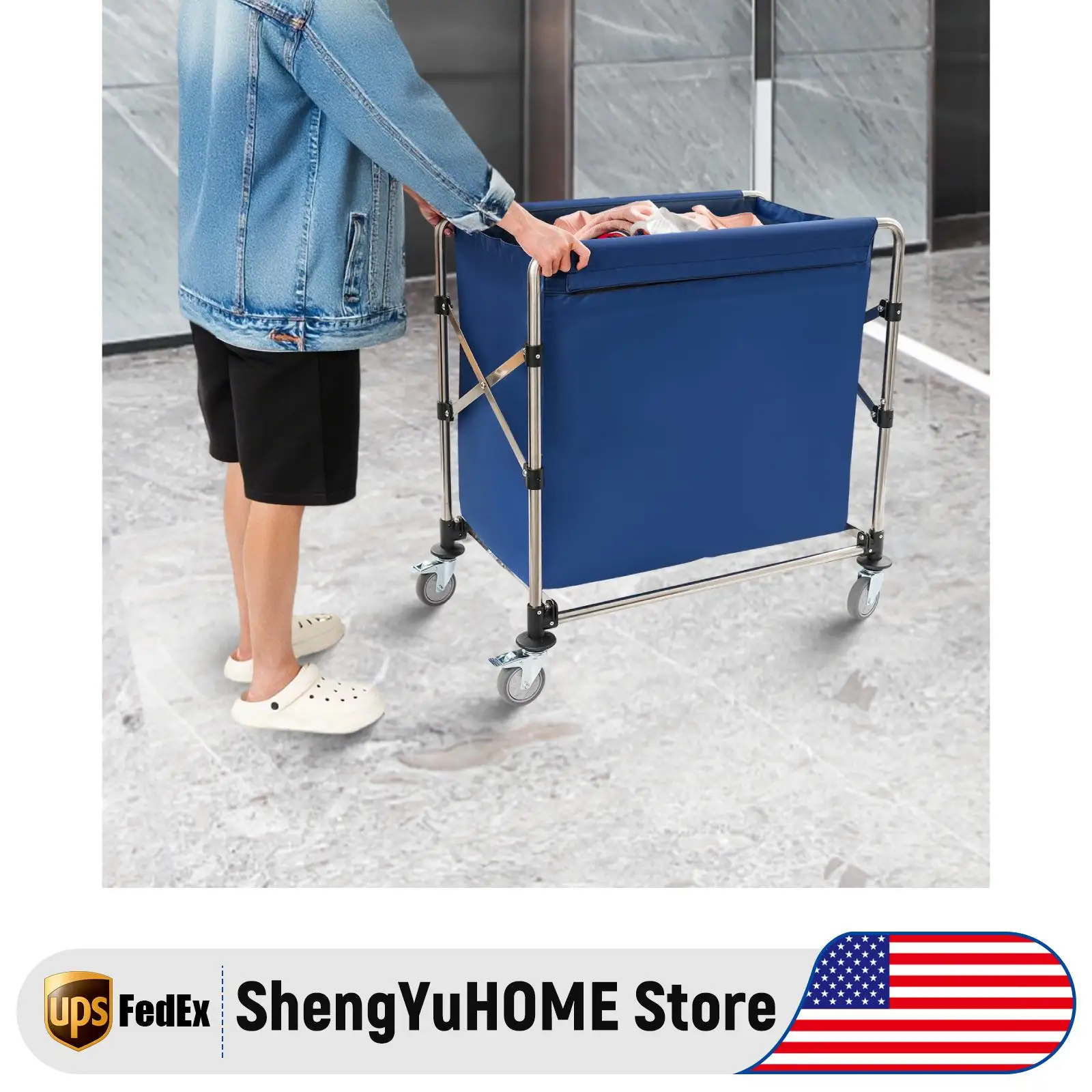 عربة غسيل قابلة للطي 87 × 50 × 92 سم قائمة بذاتها ذات سعة تحميل عالية وحركة مرنة وتوفير المساحة للفنادق والشقق