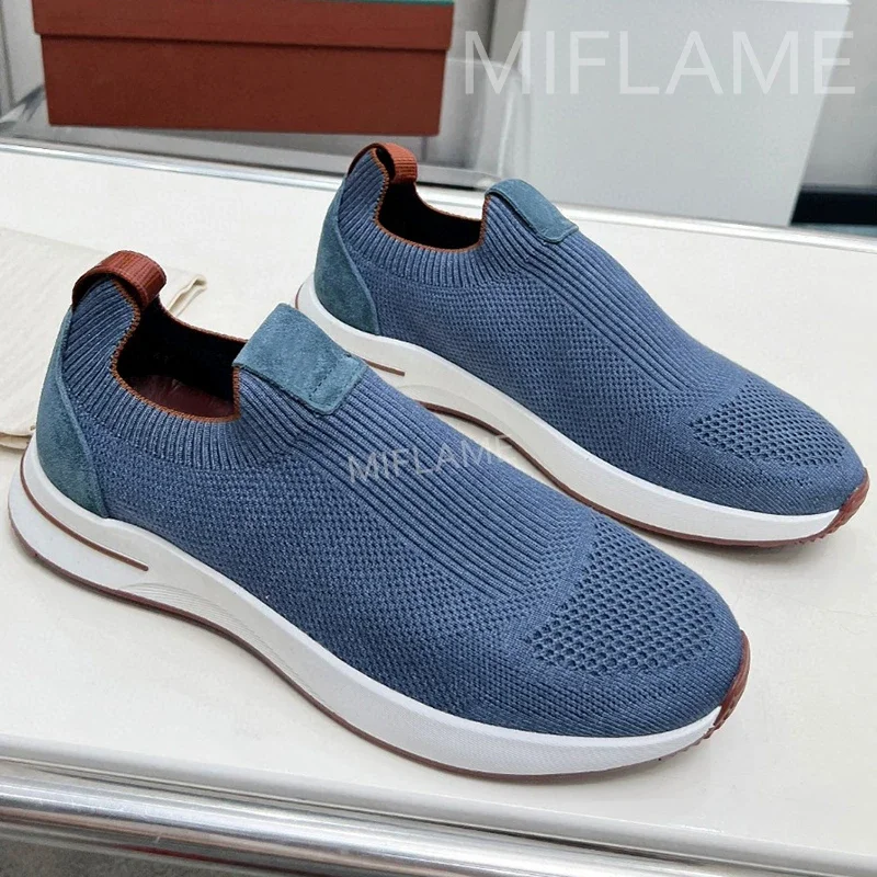 Flache lässige Turnschuhe Männer schlüpfen in das Stricken atmungsaktiver Slipper Männer bequeme Trainings schuhe Mann Designer Slipper Wanderschuhe für Mann