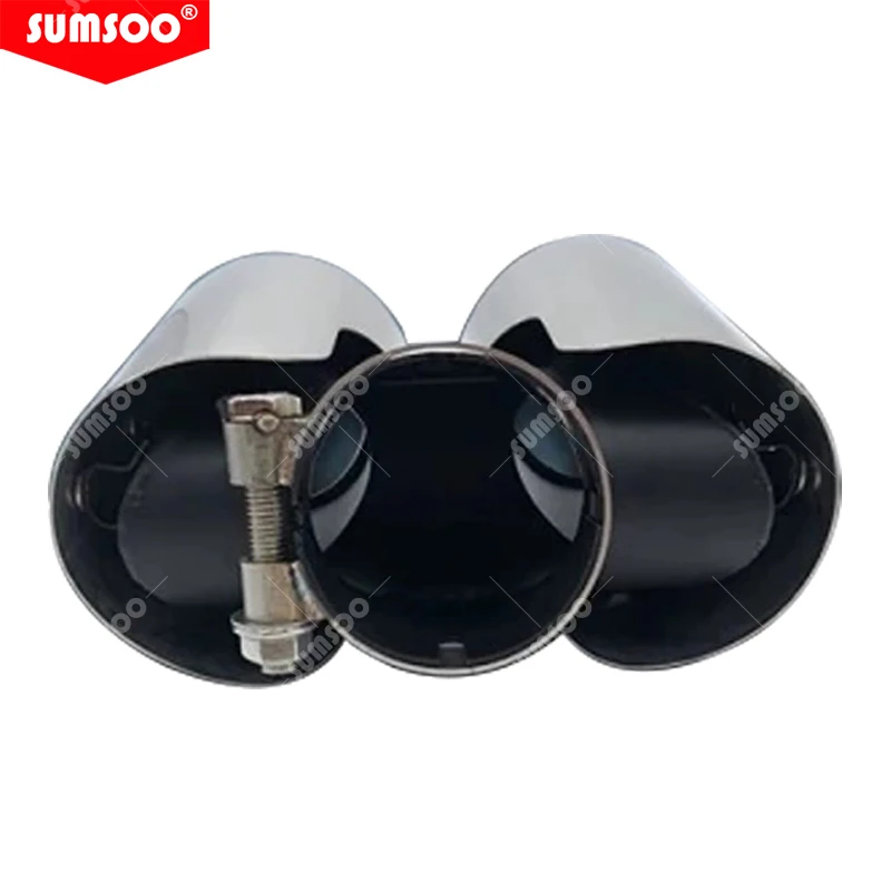 Echtes Dual-Autozubehör für Land Rover Defender, schwarze Edelstahl-Auspuffspitze, Doppelendrohr-Modifikationsschalldämpfer