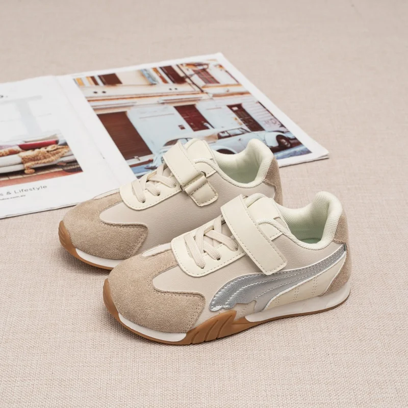 Toddler Kids Boys Girls Retro Color Block Sneakers Adjustable Strap Non-Slip Rubber Soles for Spring Autumn Daily Casual Wear
