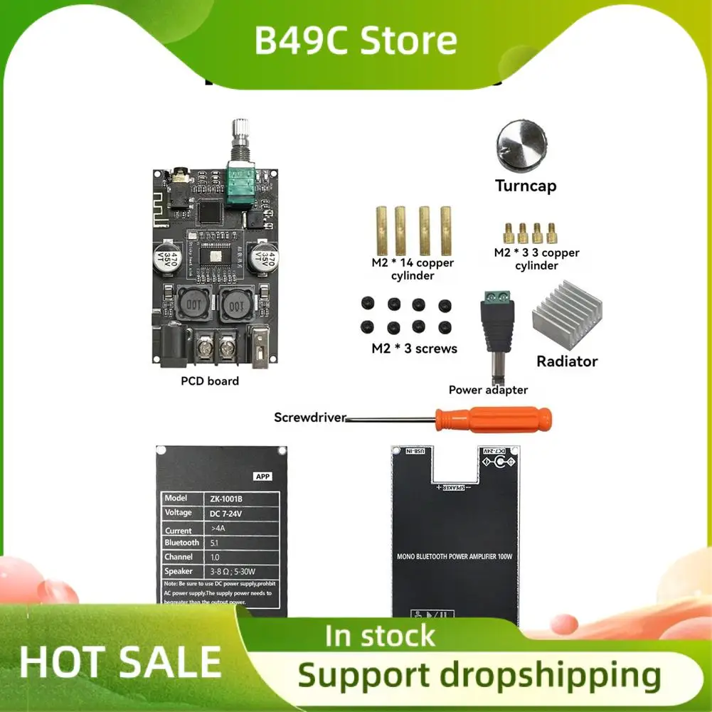 

B49C 100W Bluetooth Audio Amplifier Board Module Mono Digital Power Amplifier Board With TWS For Home Theater