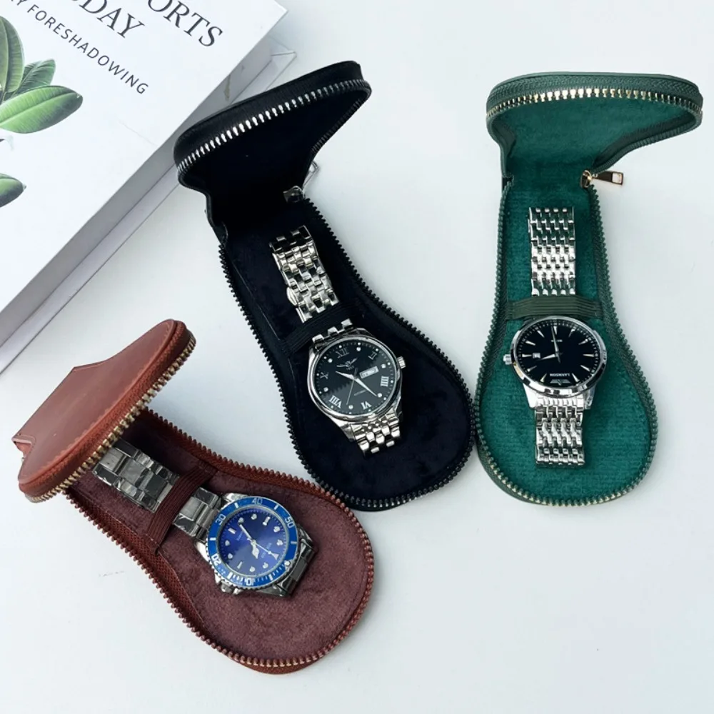 Portable PU Watch Case Scratch Resistant Soft Lining Jewelry Box Dust Proof Compact Design Watch Holder Outdoor Carry