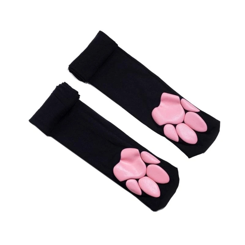 

Y5GC Pink Paw Pad Thigh High Stockings Kitten Paw Pad Over The Knee Stockings