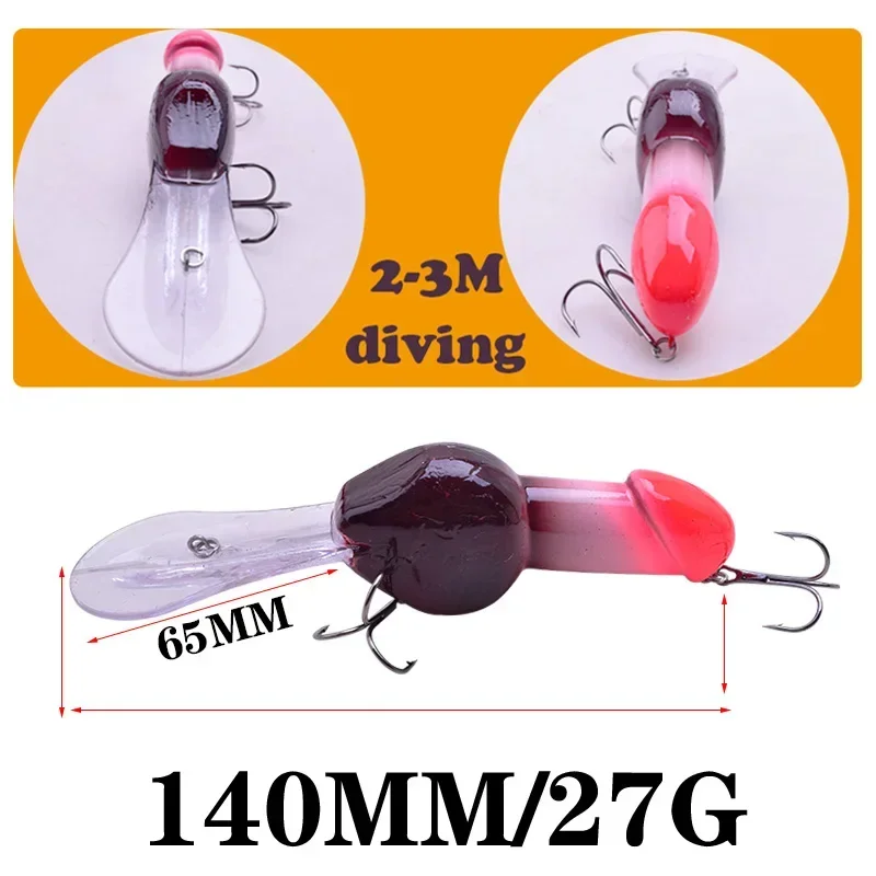 ALASICKA 1Pcs Deep Diving Trolling Fishing Lure 14cm 27g Big Minnow Dick Rattle Big Minnow Artificial Crank Hard Bait Tackle