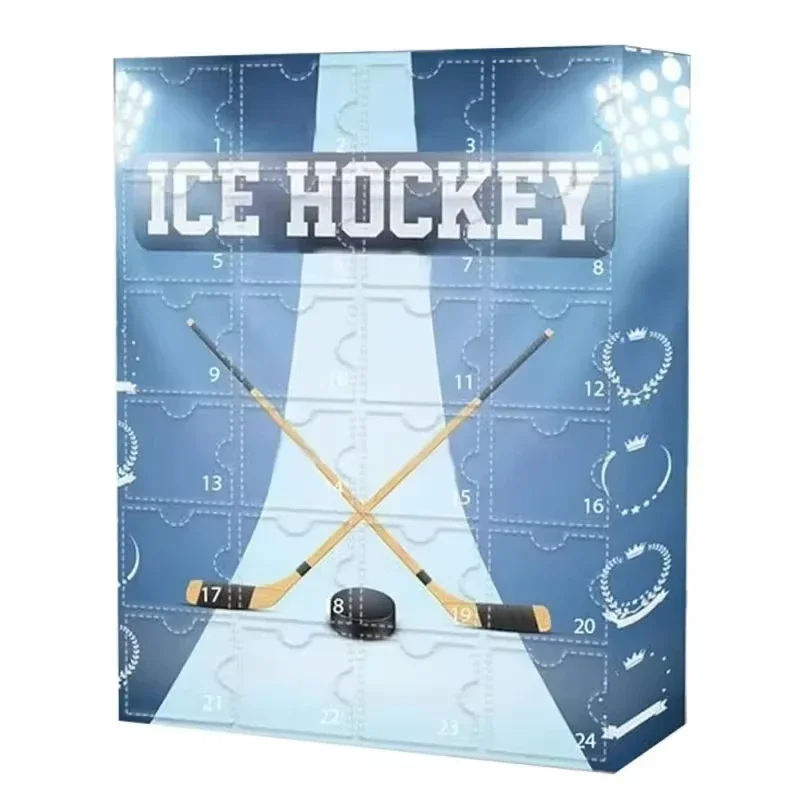 2024 Acrylic Hockey Advent Calendar The One with 24 Little Doors Ice Ball Calendar Team Mini Figures Keepsake Advent Calendar