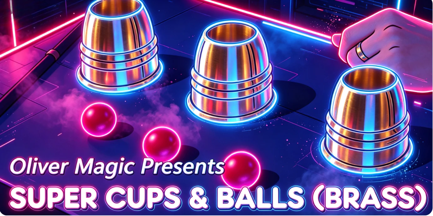 Oliver Magic  Super Cups and Balls Brass 3 Cups 4 Balls Set Close Up Stage Magic Tricks Illusion Gimmick Props Magician Funny