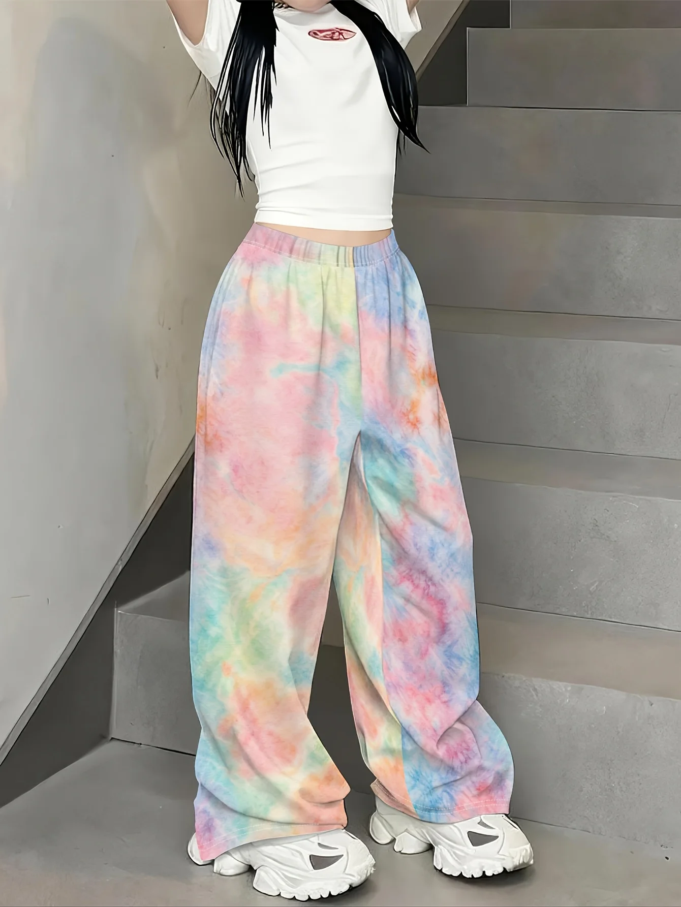 Unisex Straight Leg Long Pants, 3D Tie Dye Rainbow Print Quick Dry Trousers, Men Women Casual Loose Streetwear Sports Pants
