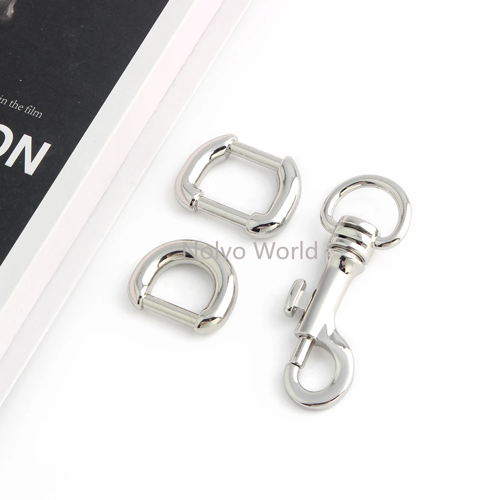 1/3/15Sets Silver Metal Twist Turn Snap Lock For Bags Purse Swivel Lobster Clasp Trigger Clip D Ring Buckle Rivets Accessories