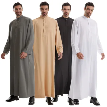 Müslüman Abaya Namaz Kaftan Erkek Kimono Disdasha Türkiye Arapça Djellaba İslam Jubba Thobe Fas Cep Robe Ramazan Eid Abayas