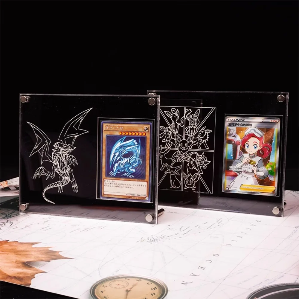 Yu Gi Oh Blue-Eyes White Dragon Black Magician Yugi Muto Self Made Acrylic Stuck Brick Anime Game Collection Cards Display Stand