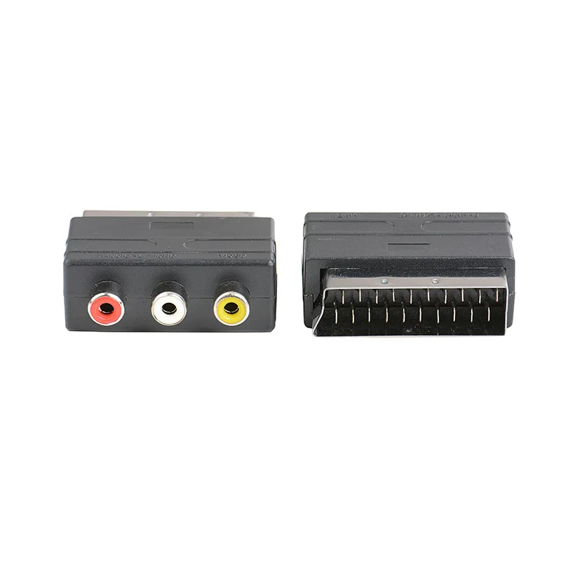 21Pin SCART to 3RCA Female Adapter AV Audio Video RGB Component Converter Scart Broom Plug