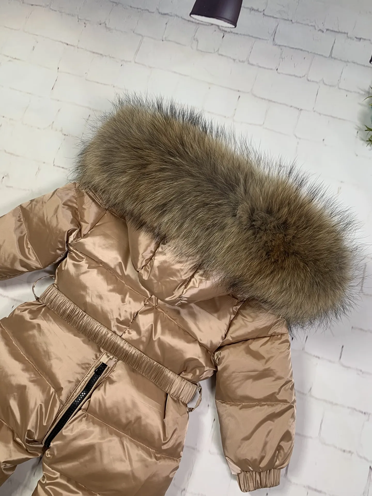 70cm-150cm Raccoon fur Outdoor 2022 winter down jacket child down coat overall children snowsuit girl outerwear suit jumpsuits