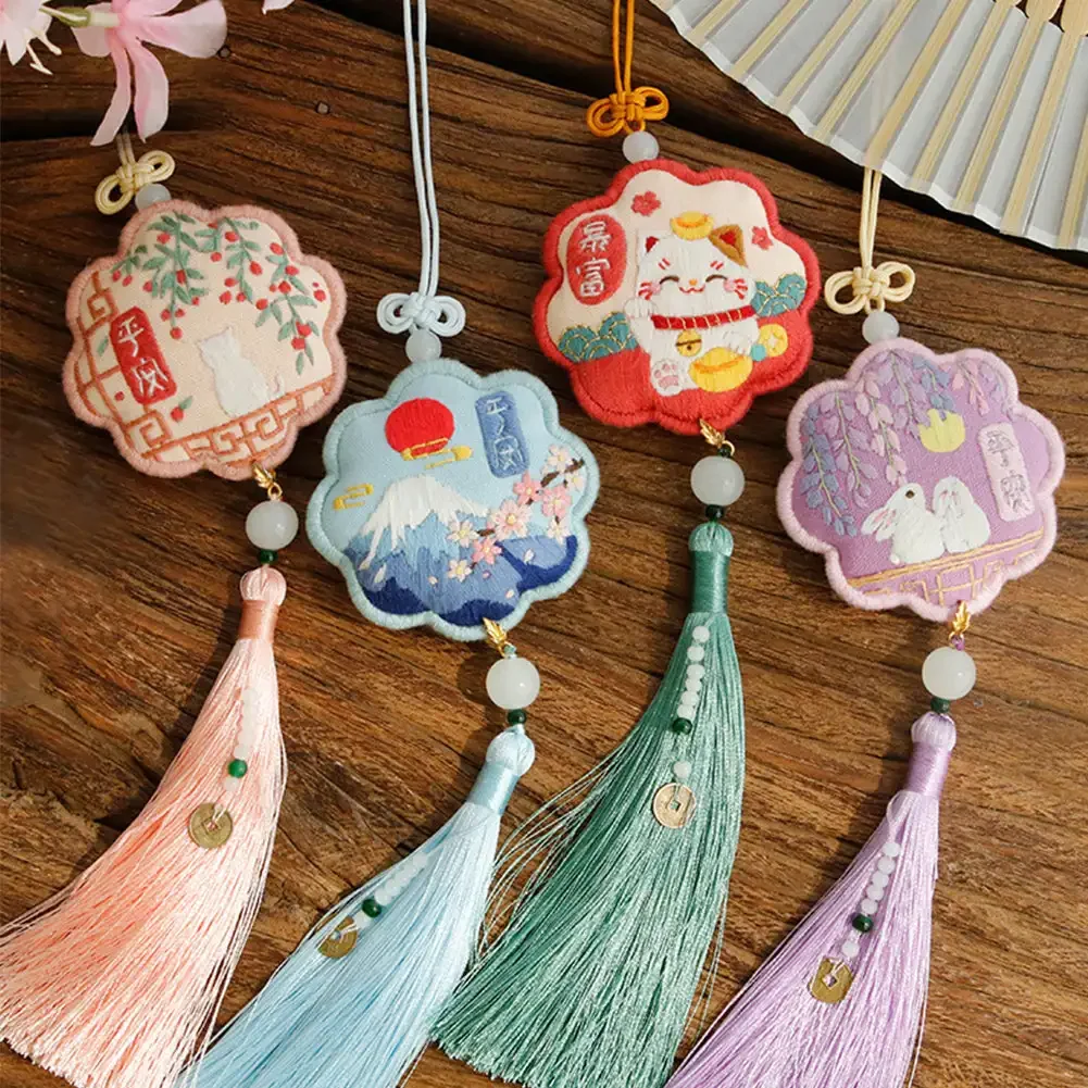 Cotton Embroidery Safety Gifts For Family Friends DIY Embroidery Amulet Handcraft Needlework Cross Stitch Kit