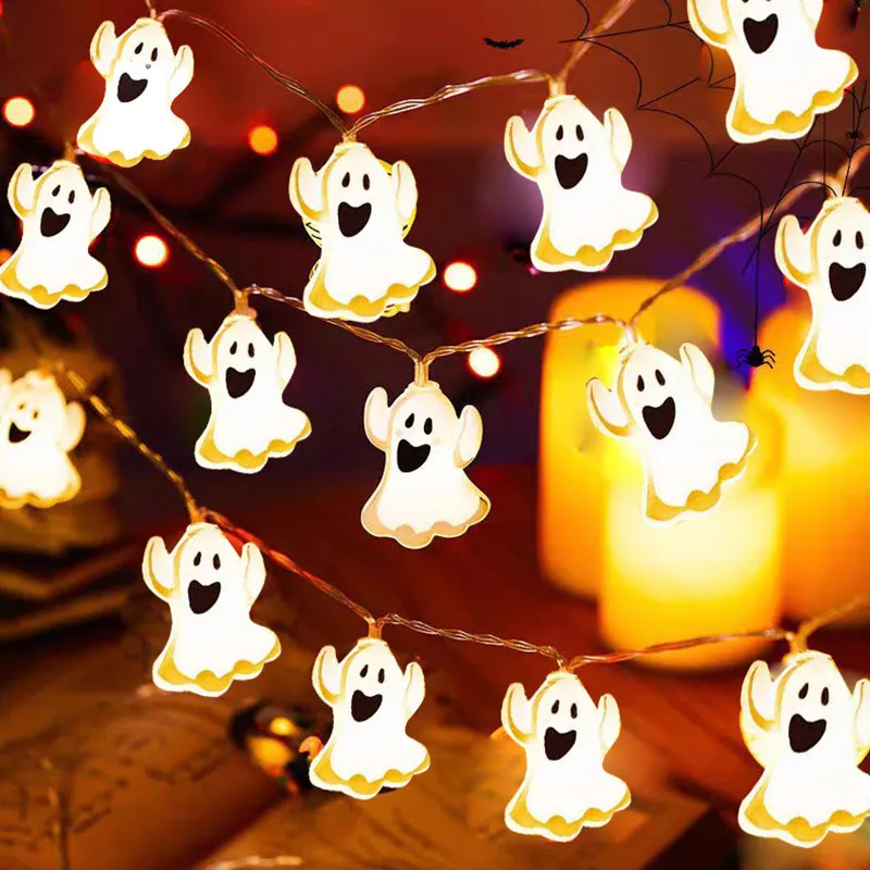 New Ghost Halloween LED String Lights Halloween Decorations Party Lights Battery Copper Wire Night Light Patio Indoor Decor 680