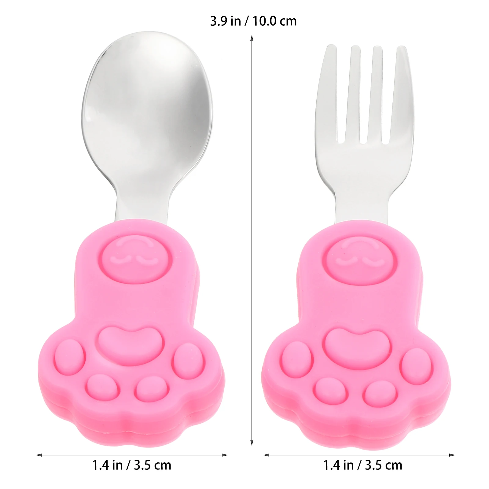 

Silicone Steel Spoon Infant Forks Toddler Feeding Baby Spoons Safe Tableware Diner Curve Kids Anti Slip Handle Soothing Teether