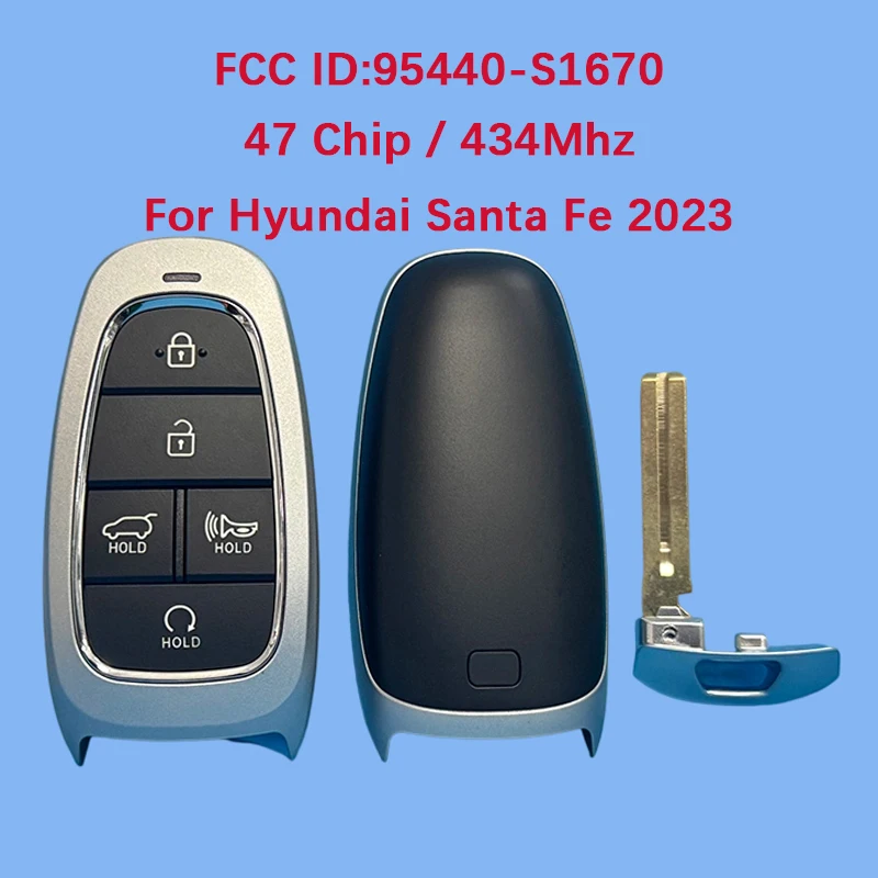 

CN020309 Послепродажный 5-кнопочный смарт-ключ с дистанционным управлением 47 чипов 433 МГц FCC ID 95440-S1670 Keyless Go для Hyundai Santa Fe 2023
