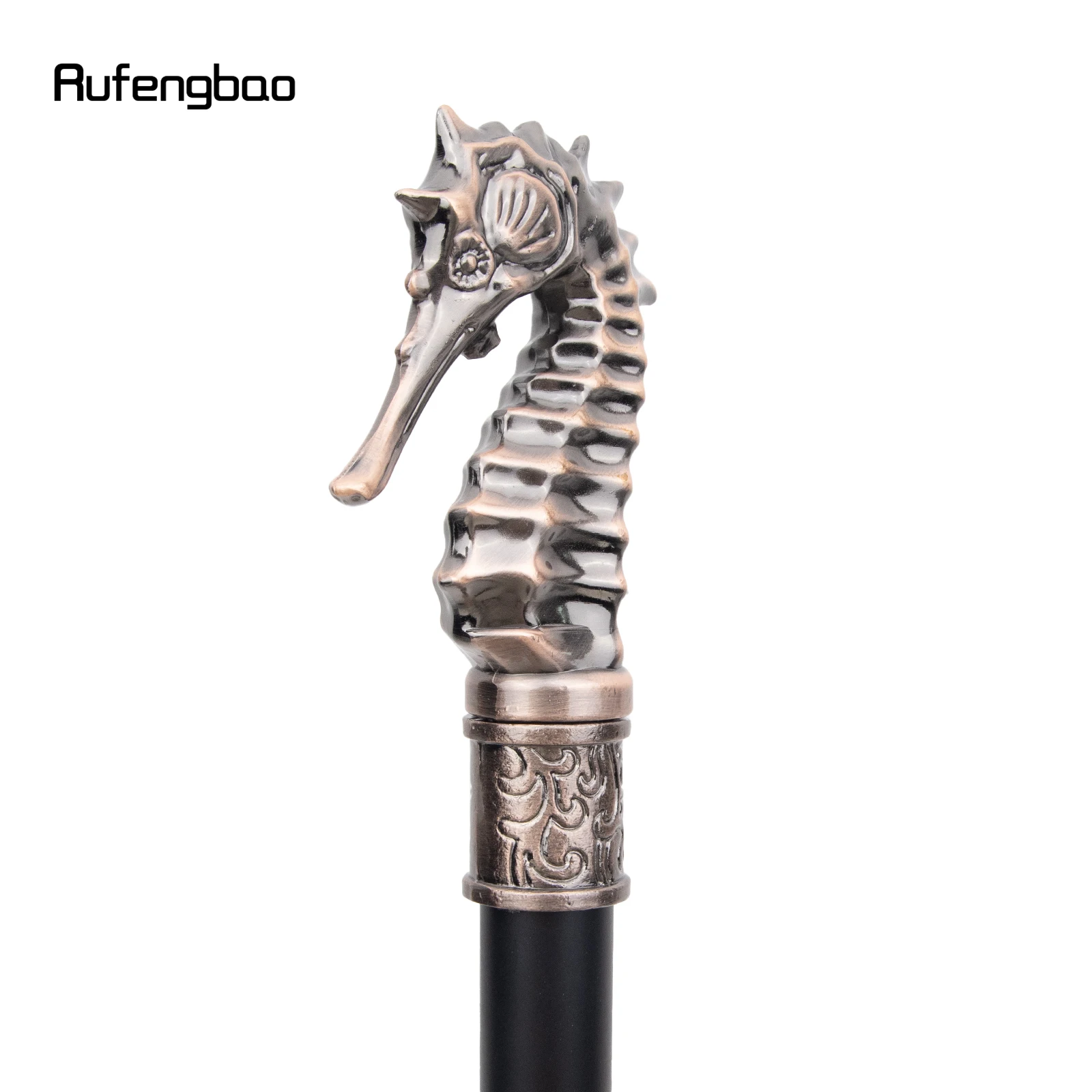 สีแดงทองแดงหรูหรา Seahorse Hippocampus Walking Cane แฟชั่นตกแต่ง Stick สุภาพบุรุษ Elegant คอสเพลย์ Cane ลูกบิด Crosier 93 ซม.