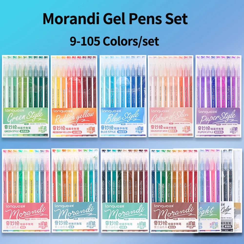 

9-105 PCS/Set Multicolor Gel Pen Morandi Colored Painting Gel Ink Pen 0.6MM DIY Art Graffiti Drawing Marker Liner Ballpoint Pen