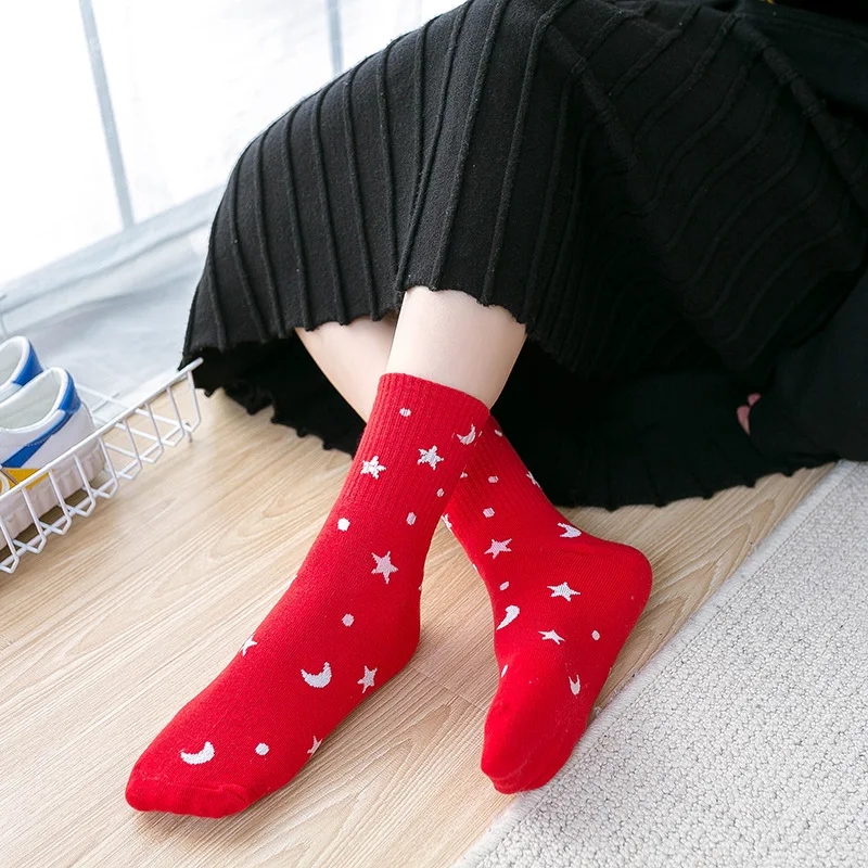 Japanese Korean Harajuku Silver Silk Woman Socks with Star Moon Cartoon Funny Socks Women Casual Kawaii Calcetines 31802