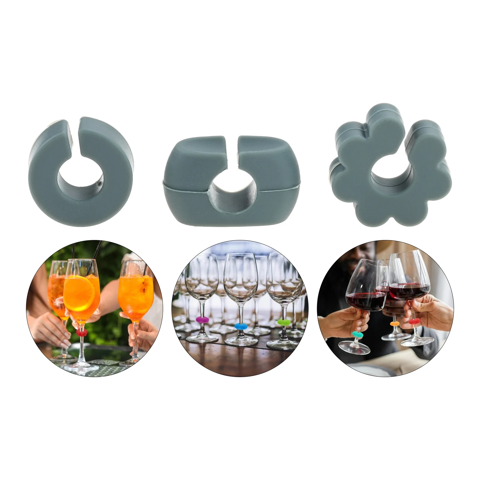 

24Pcs/set Wine Glass Charm Markers High Quality Food Grade Silicone Wine Glass Decorations Fits for Birthday Parties,banquets