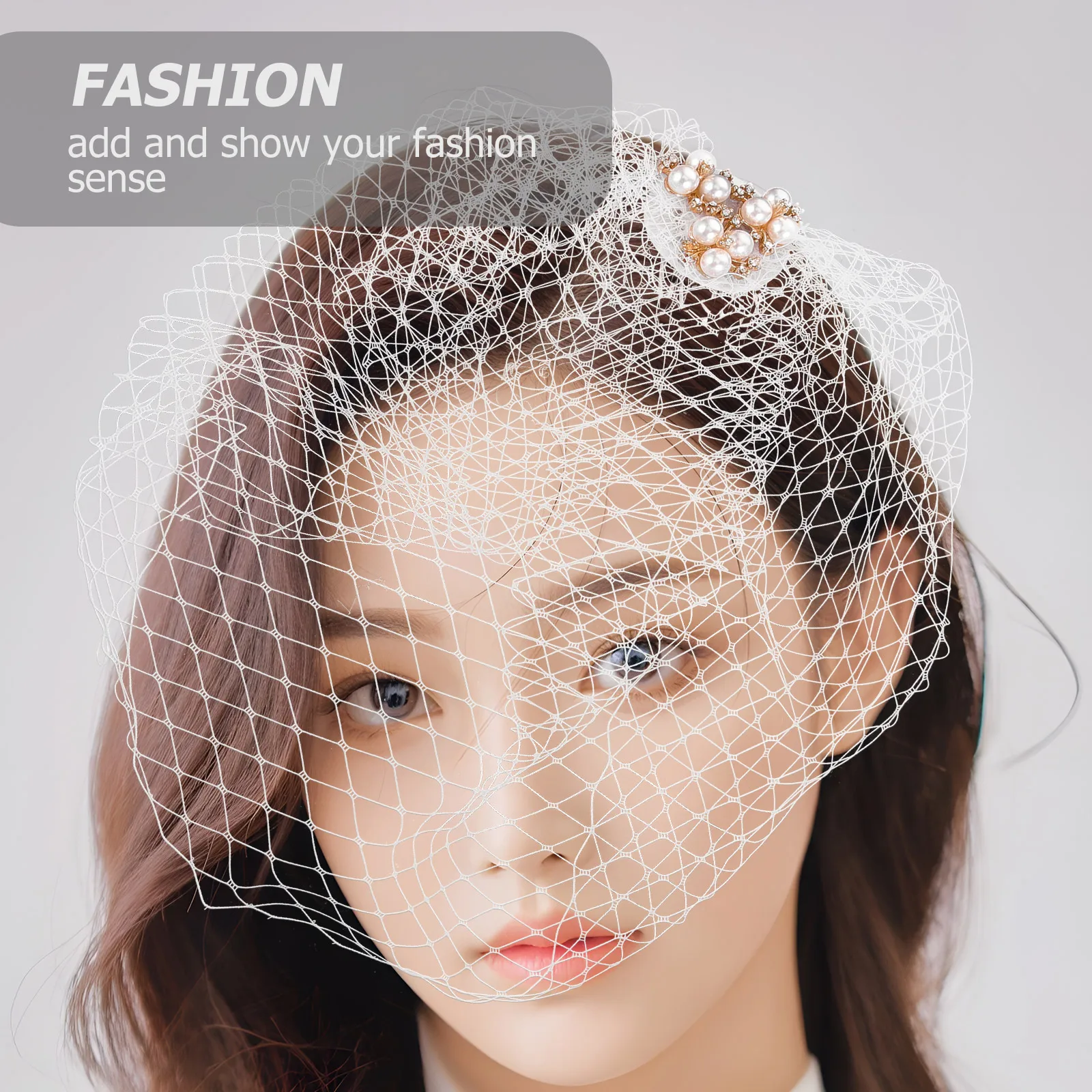 

Lightweight Wedding Bridal Veil Headband Fascinator Hat Pearl Tea Party Headdress Women Banquet Mesh Headpiece Cosplay Costume