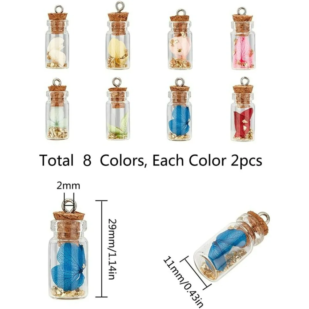 1 Box 18Pcs Glass Bottle Necklace Charms Mini Glass Bottle Charms Glass Wishing Bottle Necklace for Necklace Earring Key Chain