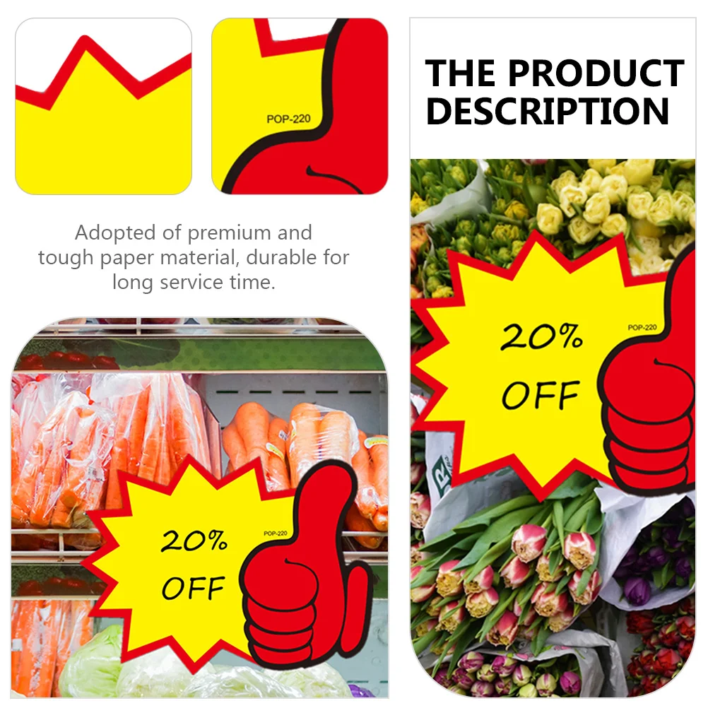 

10Pcs Sales Price Label Tags Bright Display Signs Sturdy Cardboard Pencil Pen Compatible Retail Store Advertise