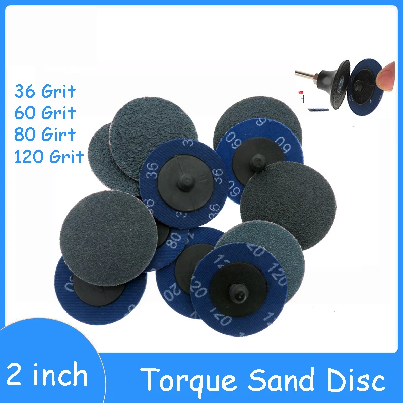 10pcs 2 Inch 50mm Spiral Torque Sanding Disc 36 60 80 120 Grit Button Grinding Stainless Steel Polishing Pad Deburring Roll Lock