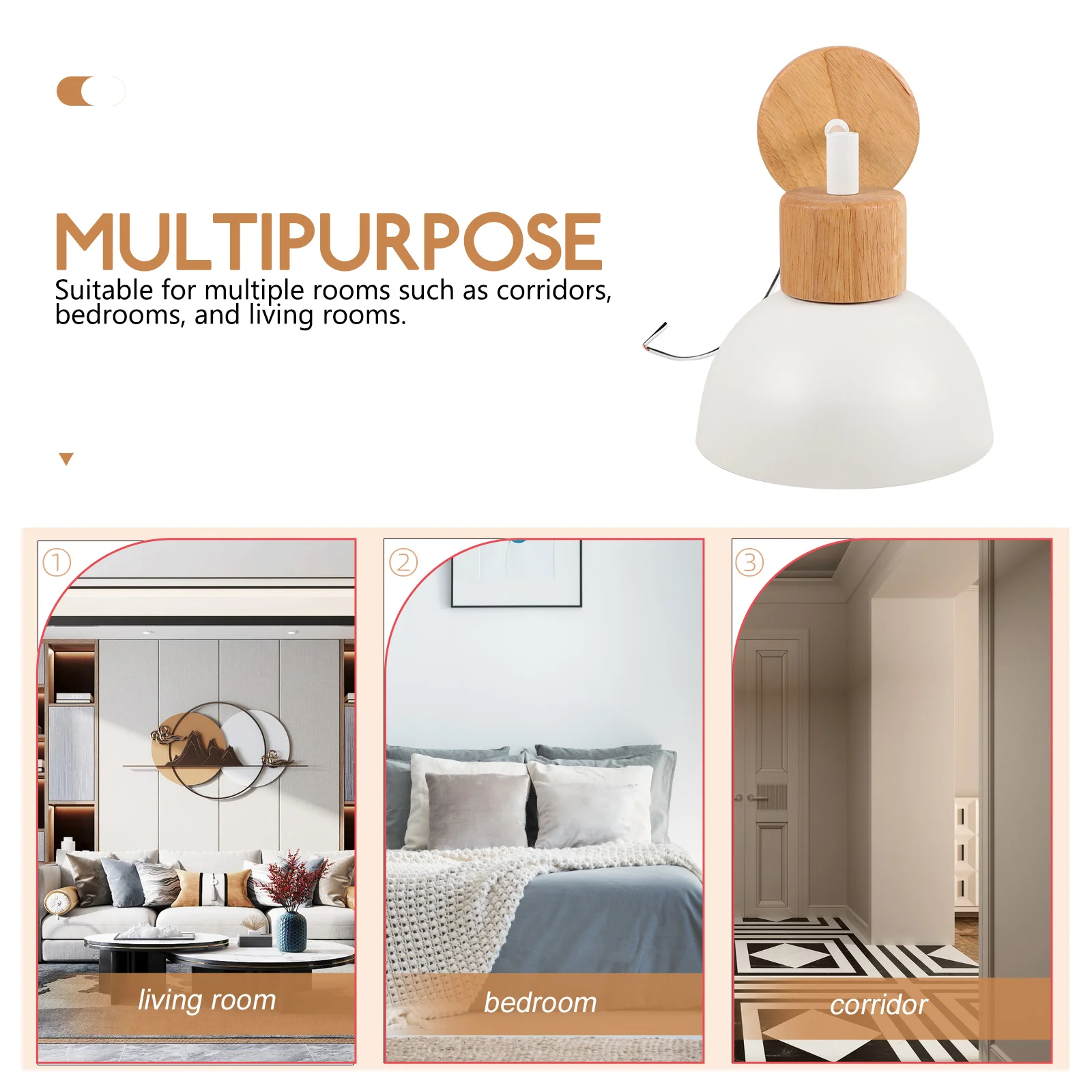 

Wall Lamp Bedroom Living Hallway Wooden LED Warm Light Fixtures Decorative Children Bedside Nordic Style Small Night Light