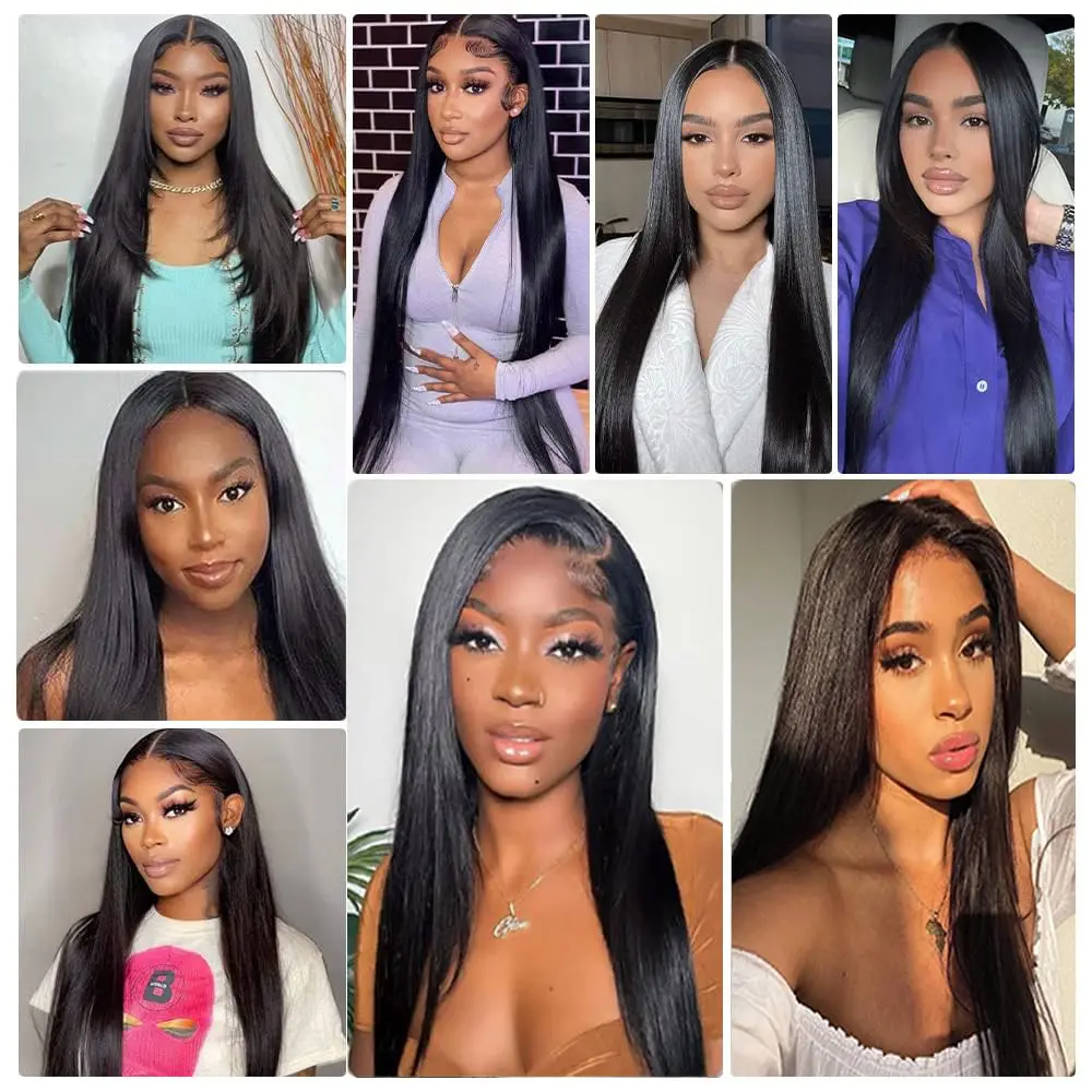 YEORING ストレート人毛バンドル 6 × 6 HD レース閉鎖バンドル 100% 人毛エクステンションブラジリアン織り生毛ナチュラル