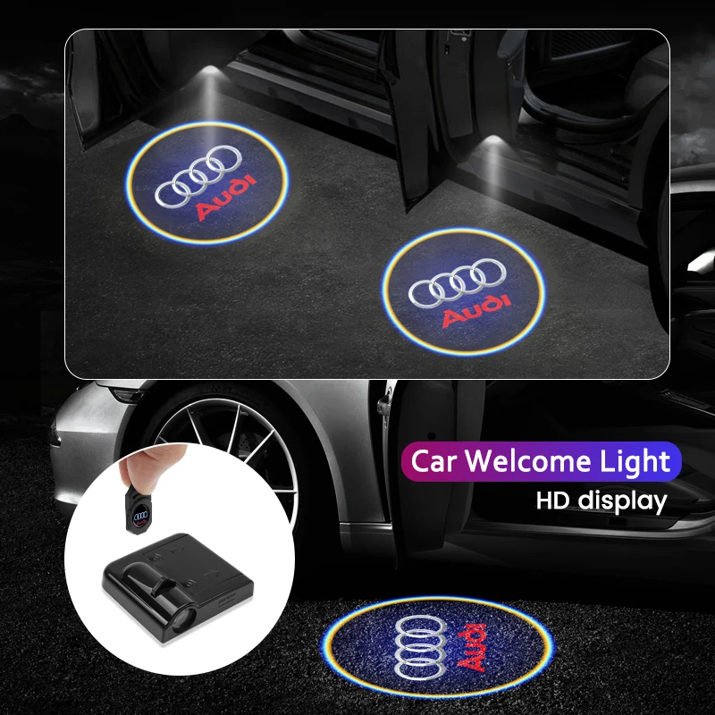 2Pcs Car Door Projector Logo Lamp Wireless Welcome Lights For Audi S Line S4 S3 S5 S8 S7 S6 RS A6L A4L Q3 A3 Q7 A5 A8L A4 Q2 A7