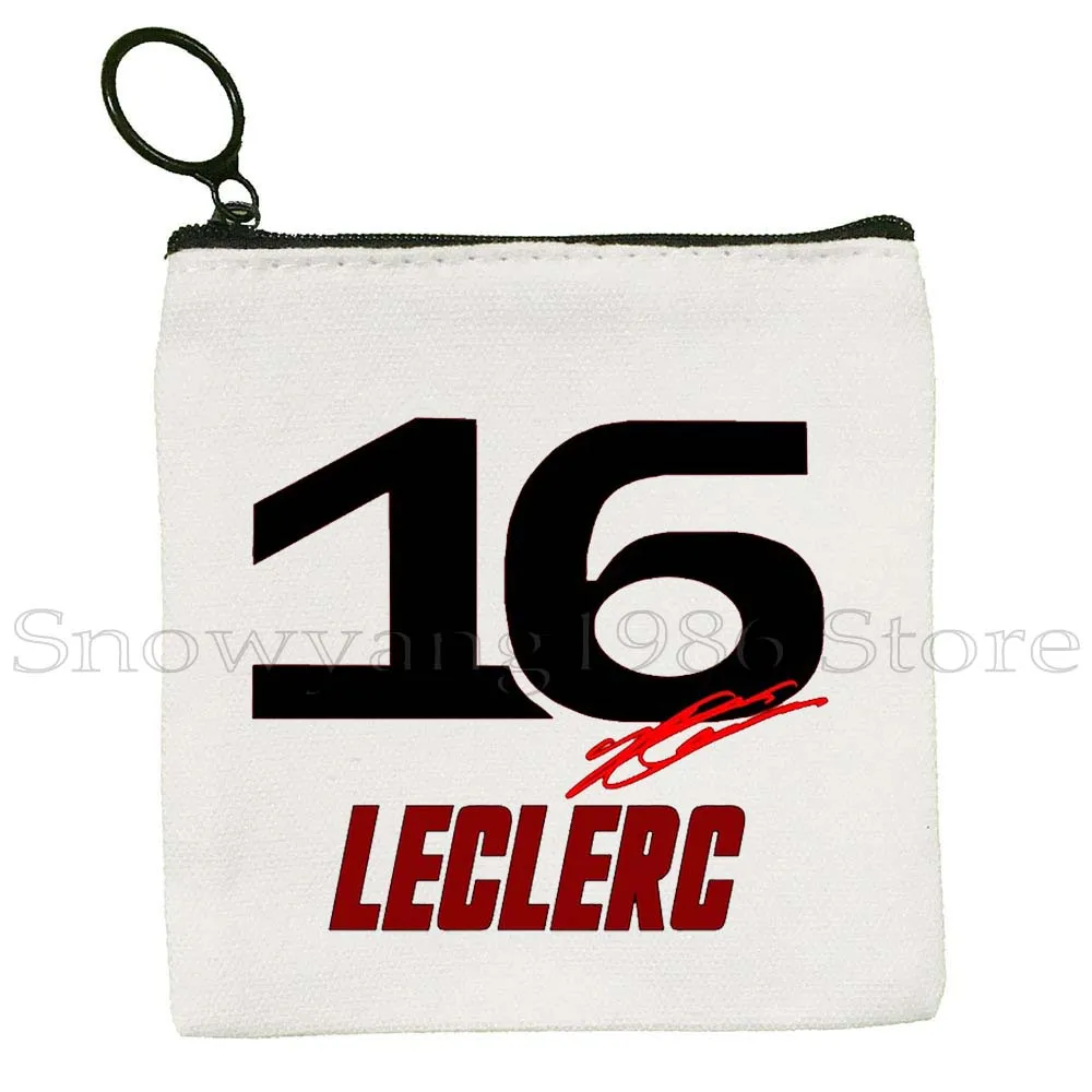 Formula One F1 Racing Charles Leclerc Carlos Sainz 16 Helmet Cute Fan Gifts Canvas Key Coin Purse Case Lipstick Bag Wallet Pouch