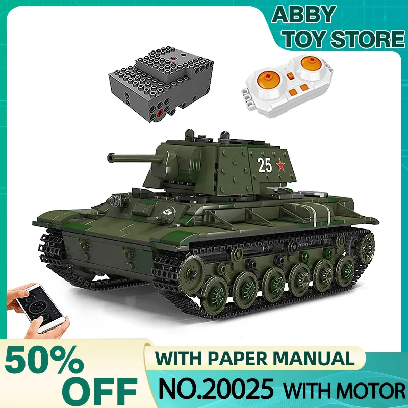 

MOULD KING 20025 Technical Remote Control APP KV-1 Heavy Tank Model Building Blocks Educational Toys for Kids Christmas Gift