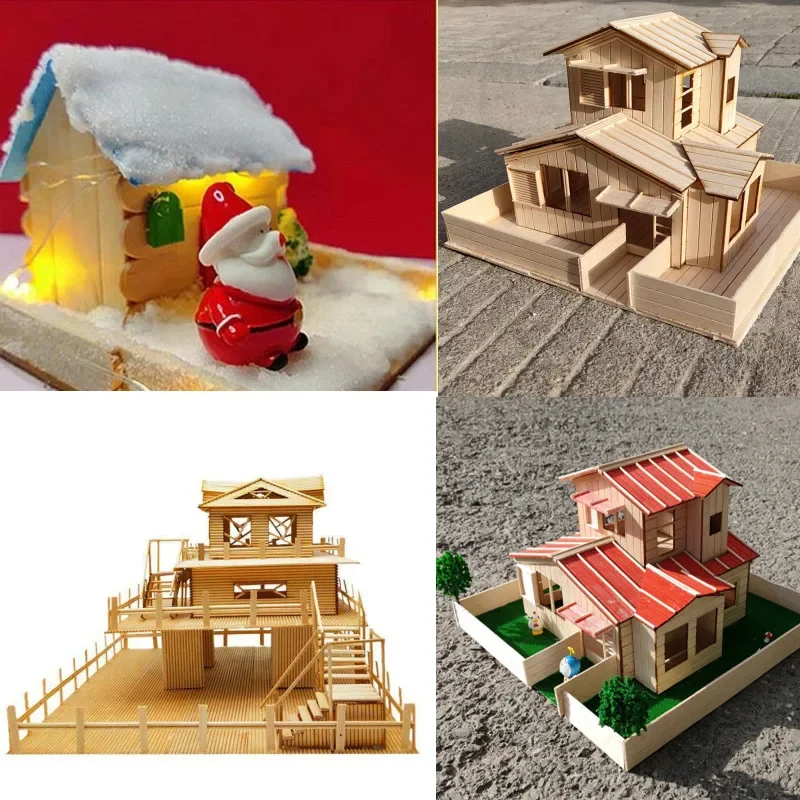 50/25pcs bastone di legno rotondo artigianato fai da te e modello per bambini che fa materiali tassello modello di costruzione bastoncini