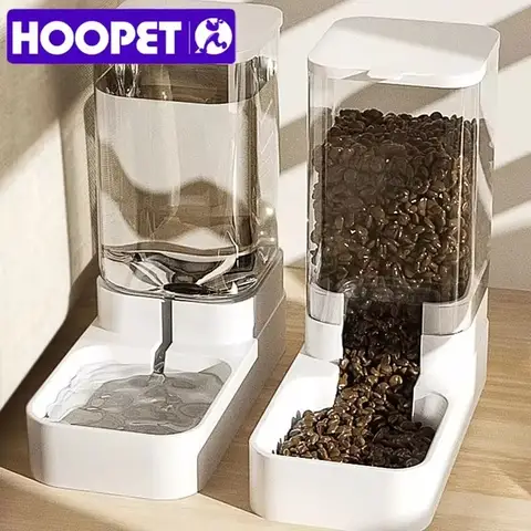 HOOPET 개 피더 고양이 자동 먹이 물 그릇 투명 애완 동물 식품 저장 디스펜서 컨테이너 강아지 새끼 고양이 액세서리
