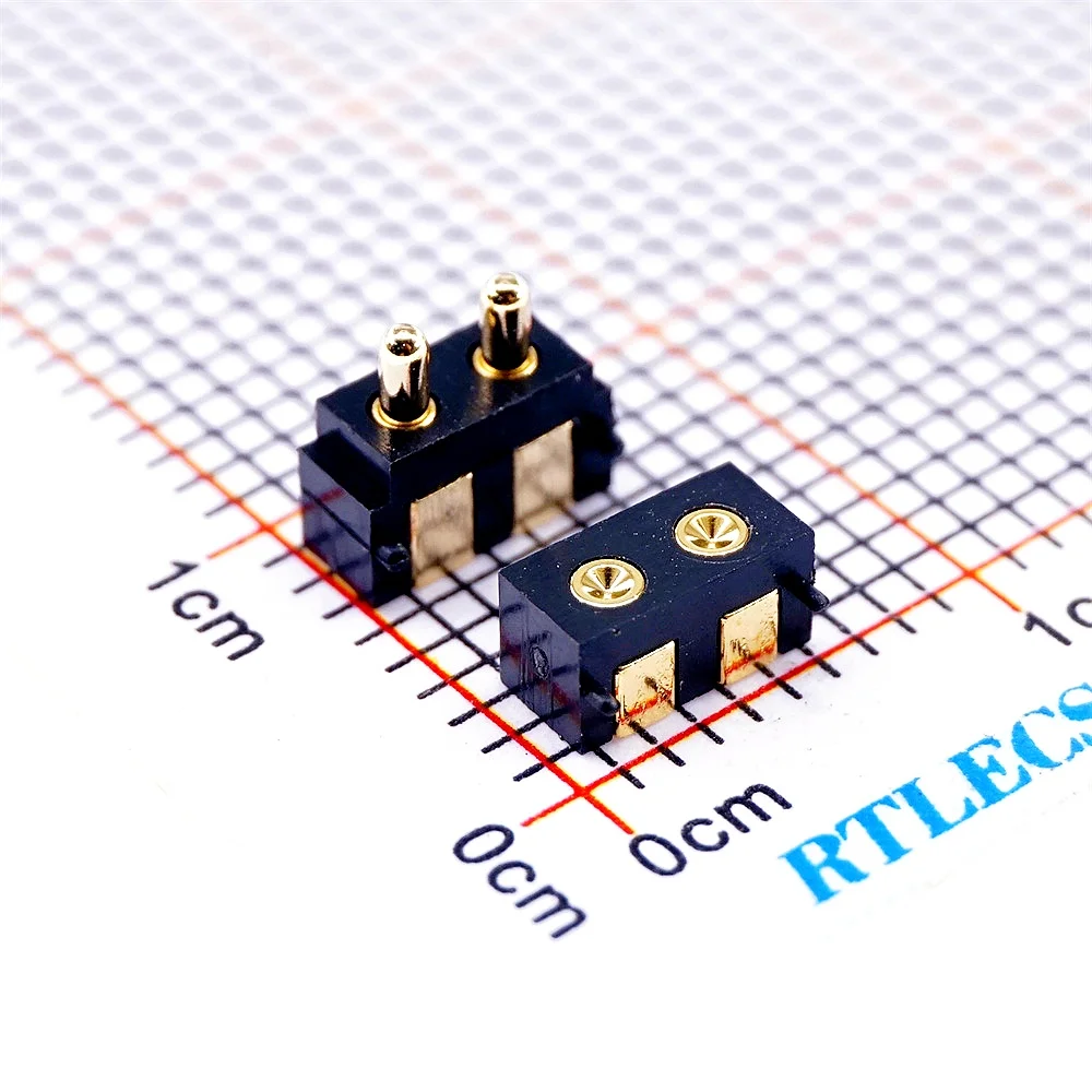 5 50 Pcs Spring Loaded Pogo Pin Connector 2 Pin Right Angle Surface Mount SMD Strip Male Female Target Concave SMT Pitch 2.5 MM