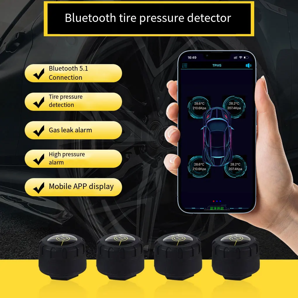 

2/4pcs Bluetooth TPMS Tire Pressure Sensor External Sensors for Car Motorcycle with App Display Compatible with Android iOS
