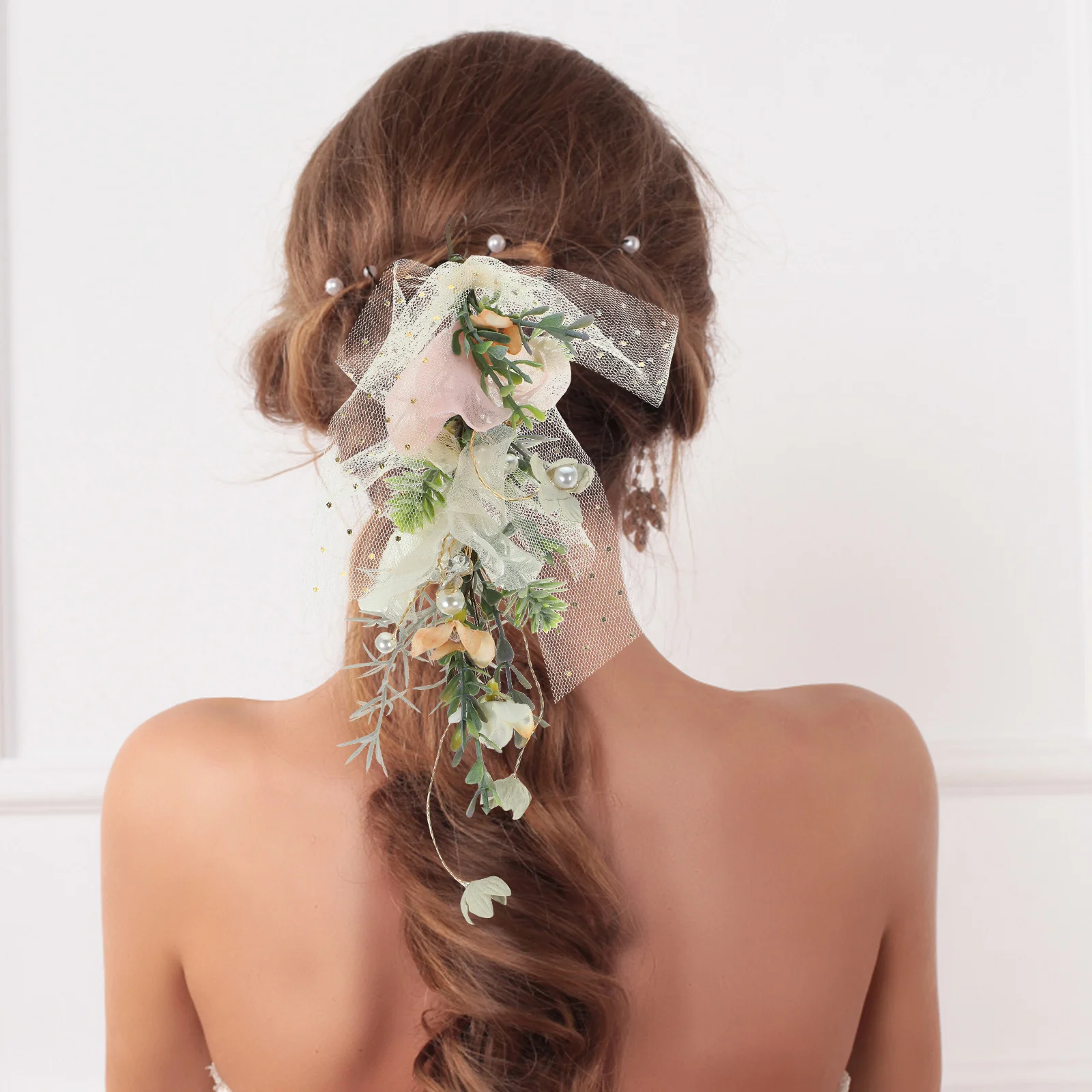 

2Pcs Wedding Hair Vine Bridal Flower Hairpiece Stylish Bride Headwear for Weddings Birthdays Cosplay