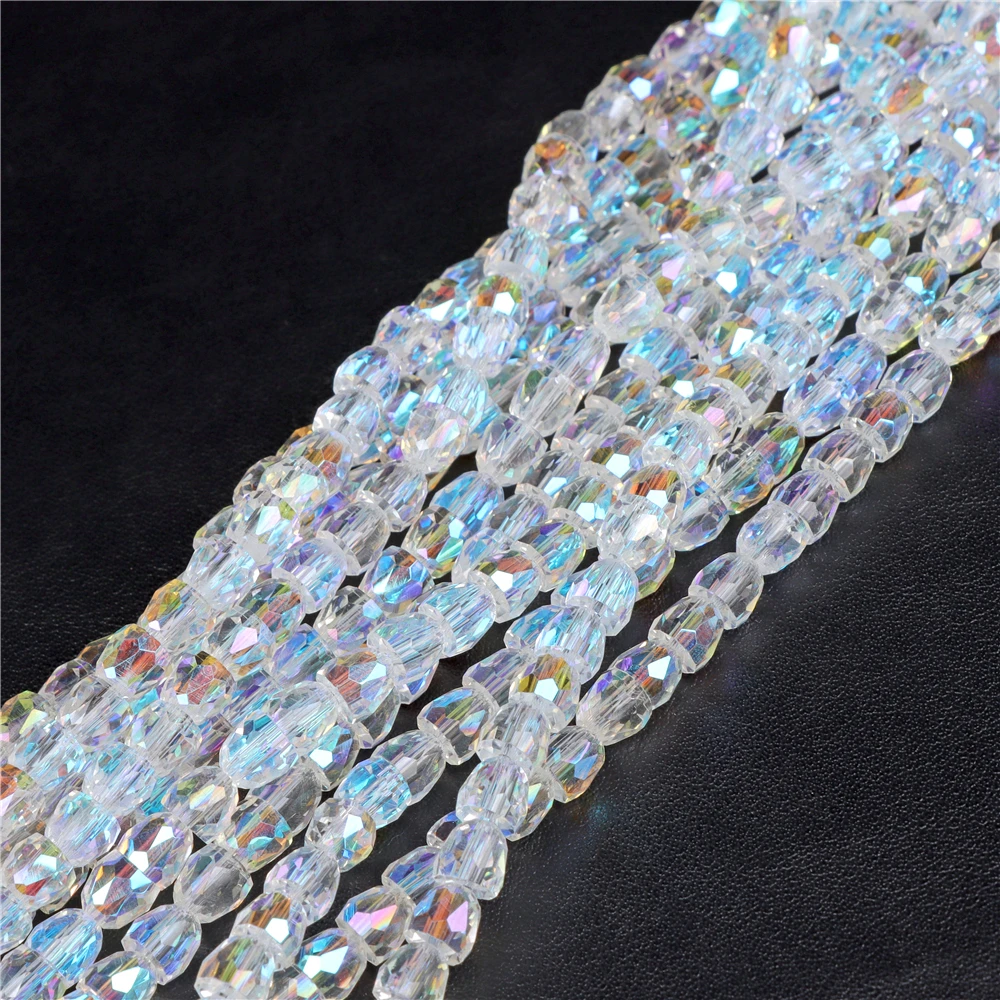 Faceted Semi-Ellipse Beads Shiny Austrian Crystal Beads Czech Glass Beads for Jewelry Making Bracelet Handwork Accessories 6MM