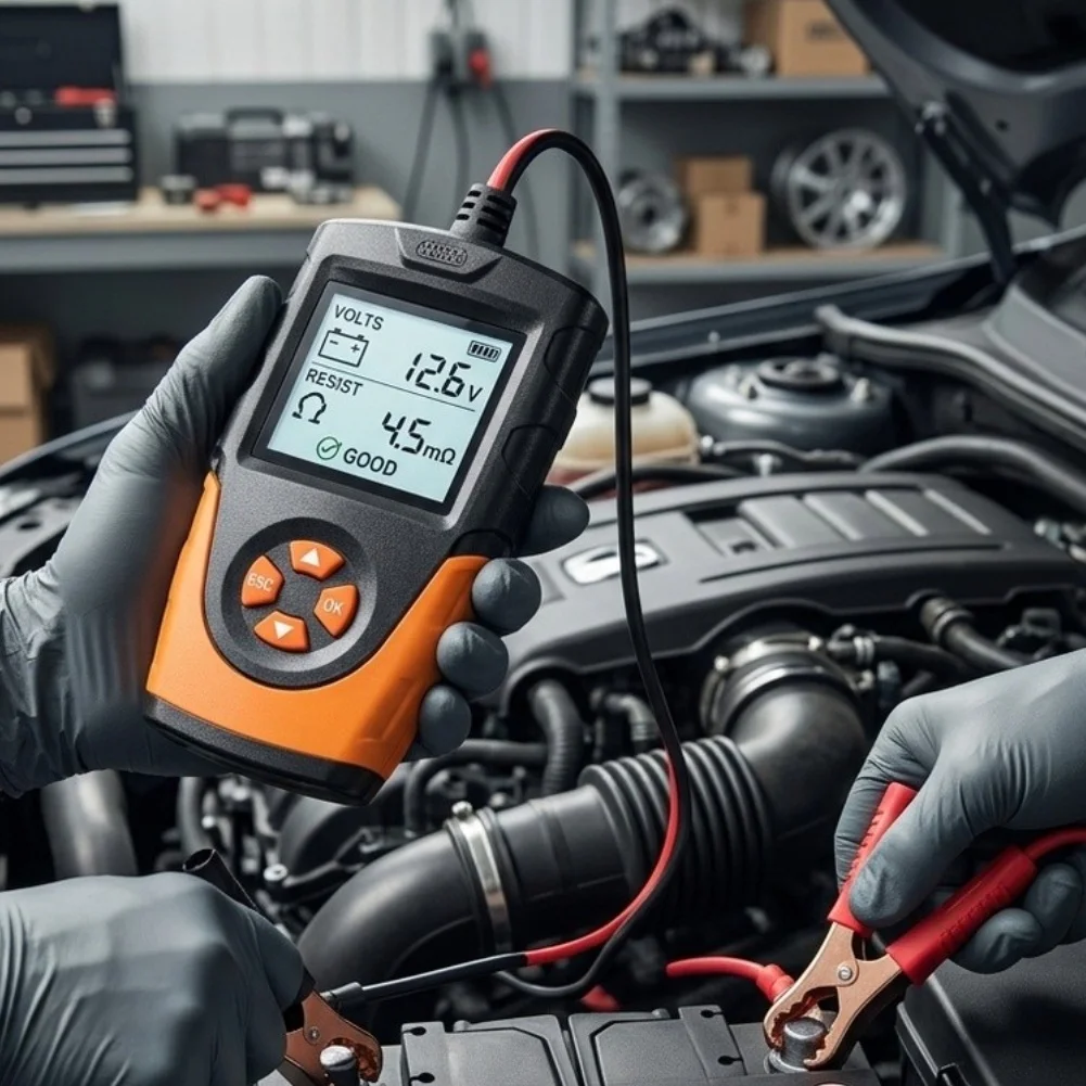 LCD Display Battery Analyzer for 12V 24V Lead-Acid Batteries Measuring Capacity Internal Resistance and Cold Cranking Amps