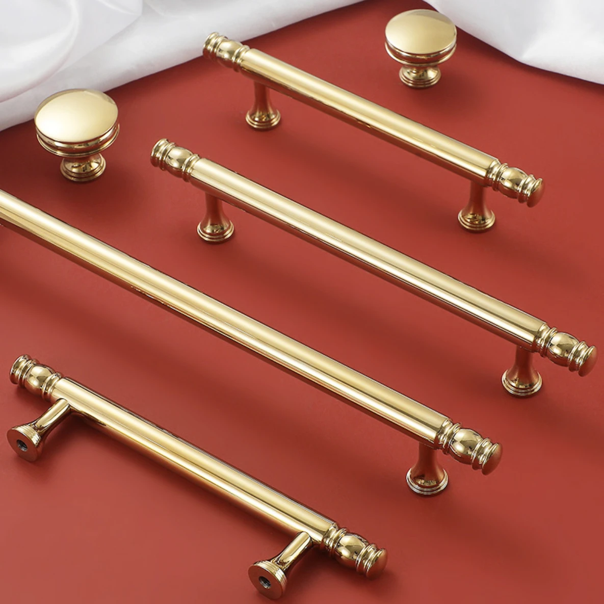 Solid Brass Wardrobe Handle Nordic Chrome-plated Gold Drawer Knob Cabinet Door Handle Kitchen Cabinet Long Handles