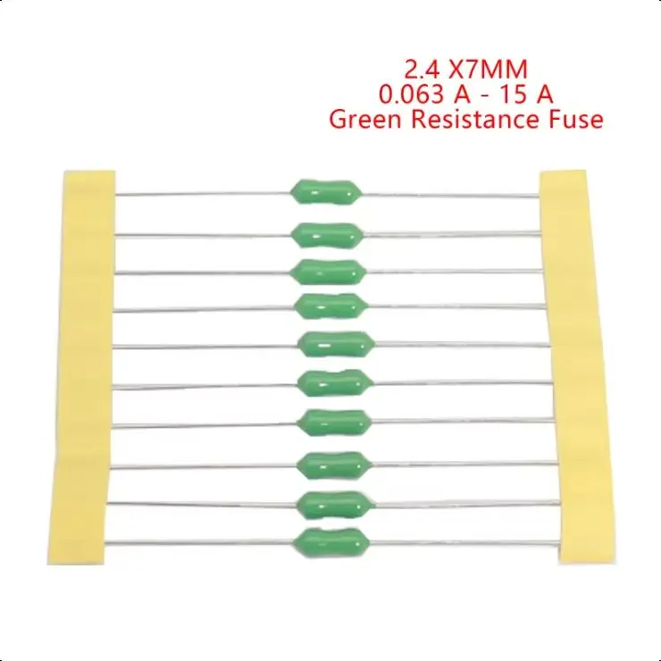 【20PCS】0.062A-15A 2.4X7MM Axial Lead Green Fuse 125/250V Fast Blow PICO Resistance Fuse 0.1A 0.25A 0.75-2.5A 3A 4 5 6 7 10A