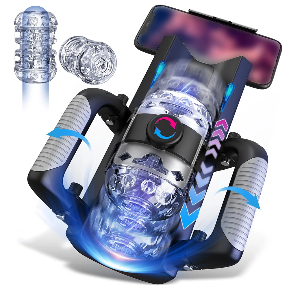 THRUSTING-King 12cm 6-Segment Fixed-point Telescopic Male Masturbator One-Key Burst Masturbation Cup Trainer Sex Toys for Men