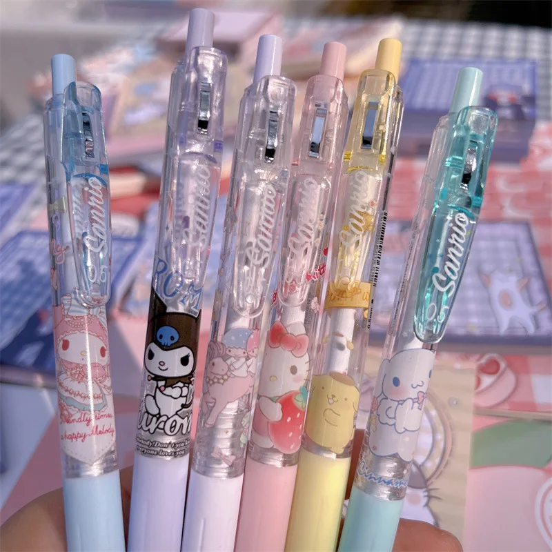 5/6/8PCS Set Kawaii Sanrio Roller Ball Pen Cartoon Anime Stationery Kuromi My Melody Cinnamoroll 0.5MM Black Student Use