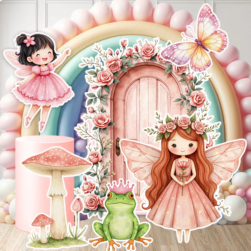 Akwarela różowa wróżka KT wycięcia w desce karton Fantasy motyw księżniczki dziewczyny urodziny Baby Shower wiosenne przyjęcie dekoracyjne królik