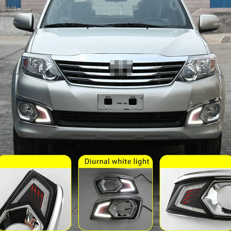 1 Pair LED DRL Car Daytime Running Lights Fog Lamp With Harness Switch For Toyota Fortuner 2012 2013 2014