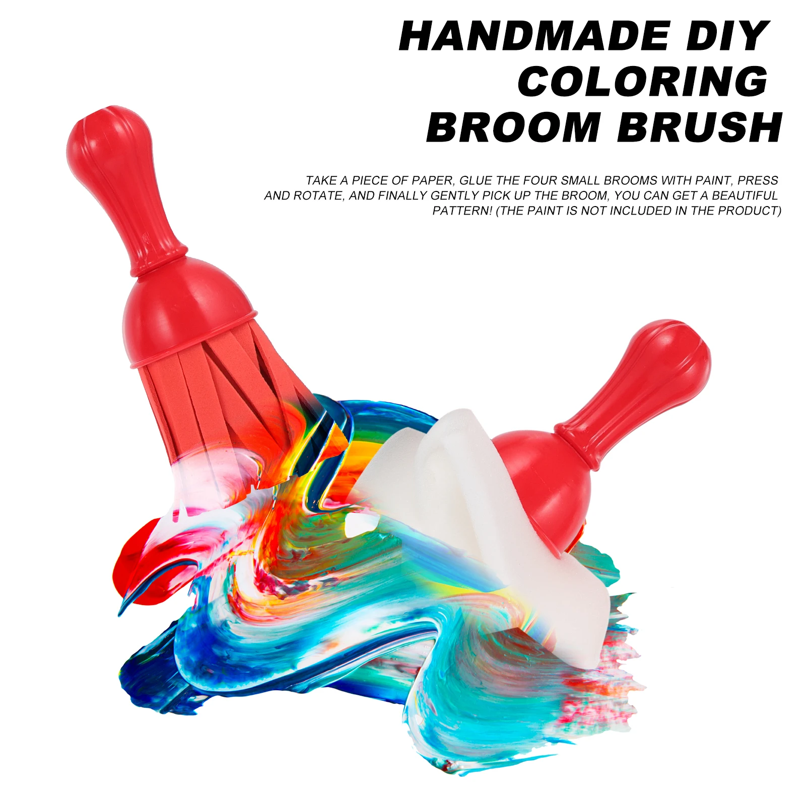 

4 Pcs Kids Sponge Painting Brushes Durable Plastic H les Safe Washable Reusable Art Crafts Tools Drawing Supplies