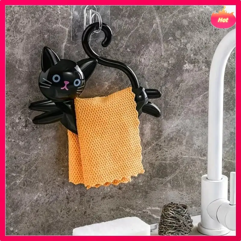 

Новый настенный вешалка для полотенец в форме кошки, милая вешалка для полотенец без перфорации, вешалка для полотенец с героями мультфильмов за дверью