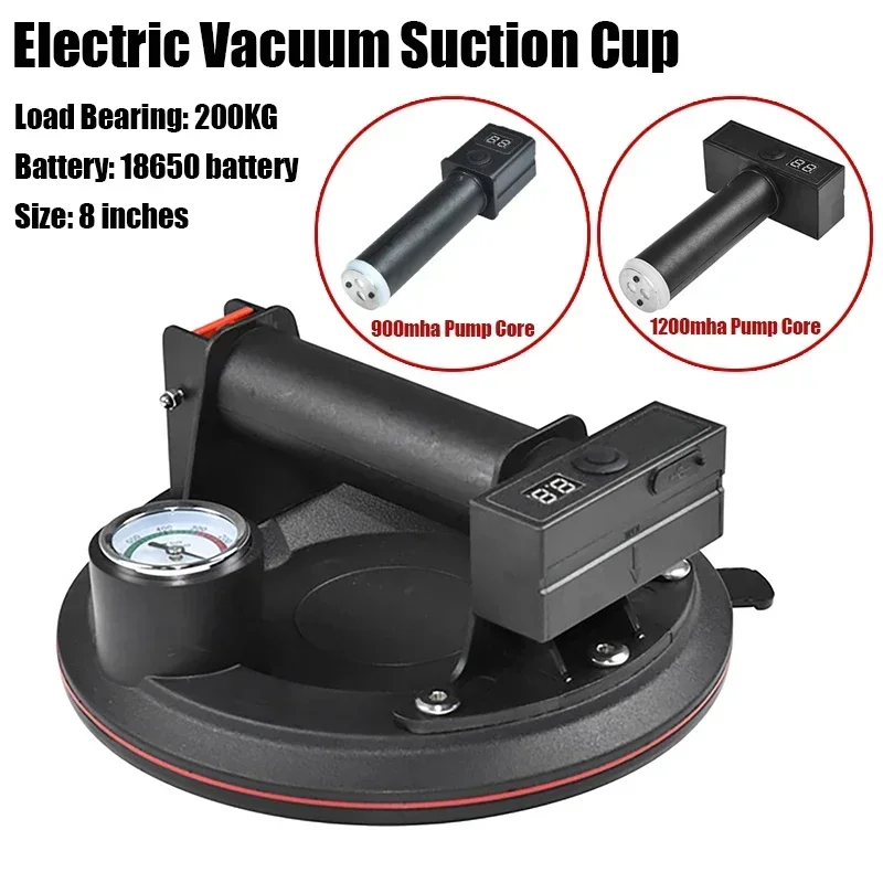 Electric Vacuum Suction Cup 900mAh, 1200mAh Battery Capacity Pump Core Double-layer Exhaust Pressure Gauge Lifting Suction Cup