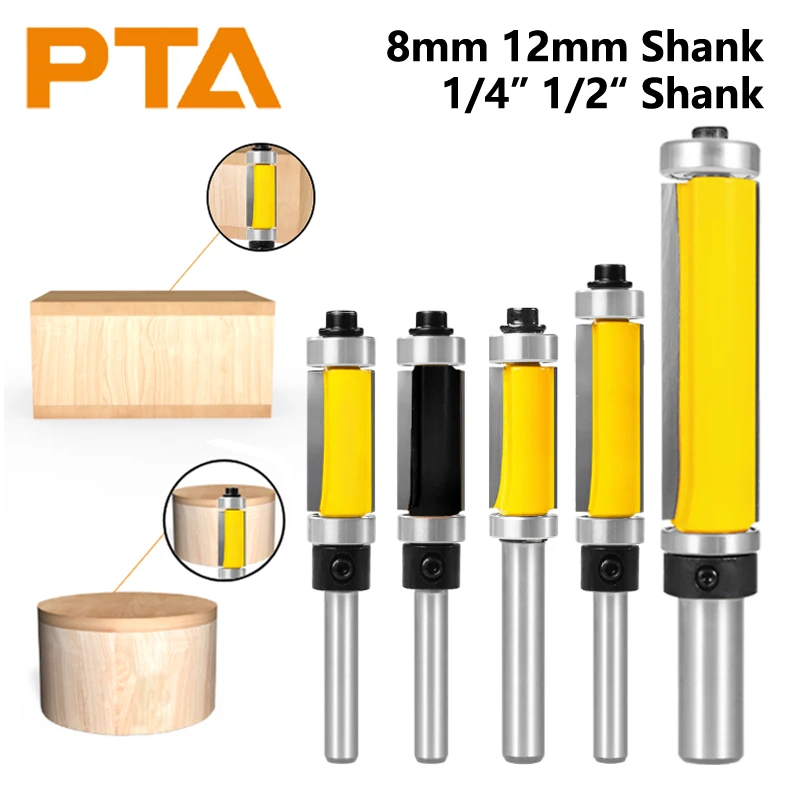 Flush Trim Bit with Double Bearing Router Bit 6.35MM 8MM 12MM 12.7MM Woodworking Milling Cutters for Wood Bit End Milll Tools